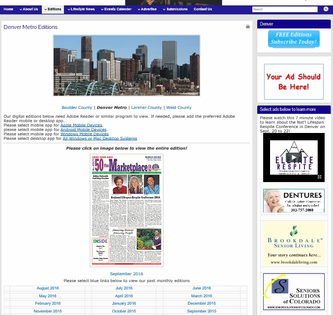 50 Plus News Website Denver Metro edition Sept 2016